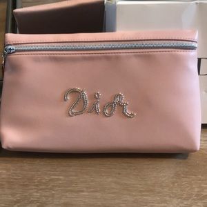 Dior Beaded pink cosmetic bag pouch